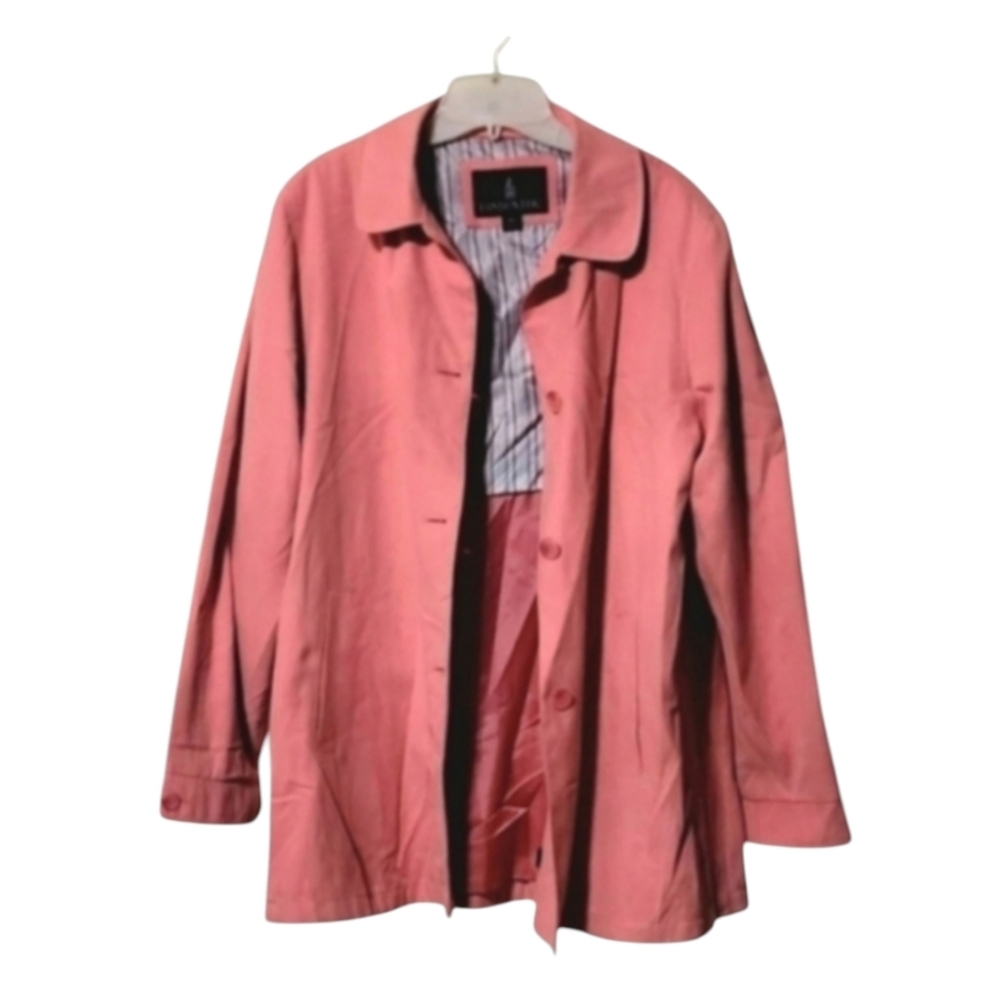 London Fog Barbiecore Pink Velvety Button Down Pea Coat Size Large Regular
